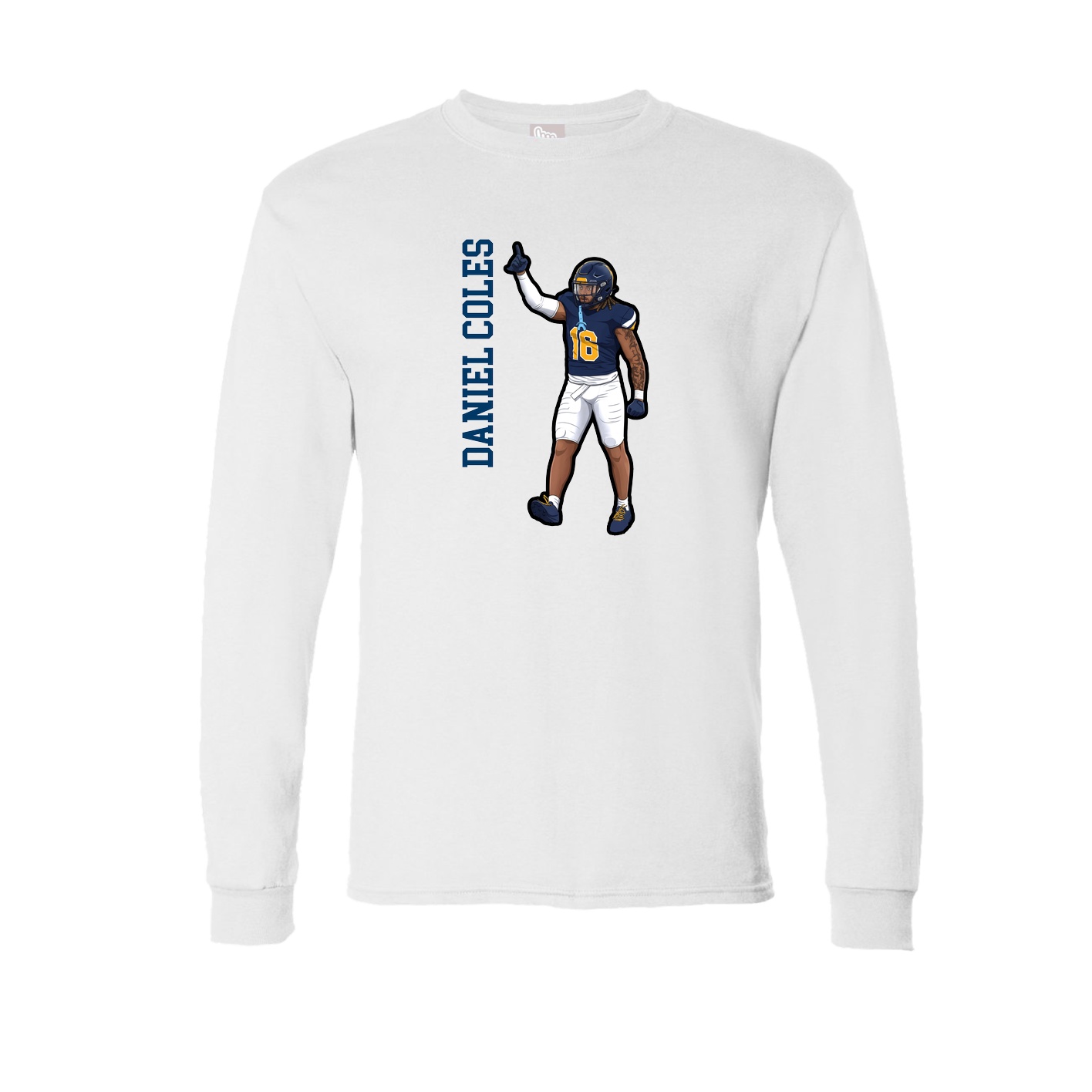 Long Sleeve Tee — Name Vertical in White