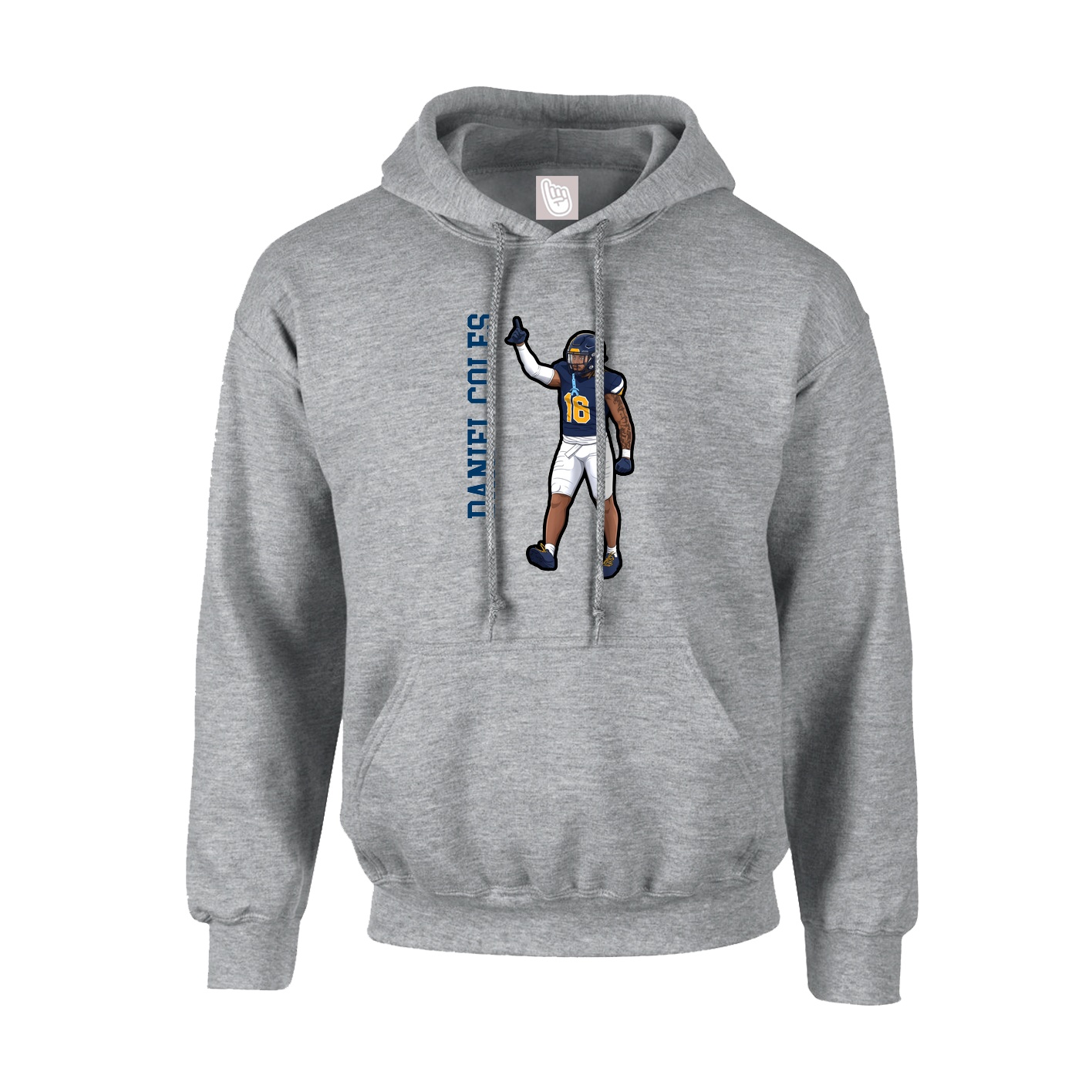 Youth Hoodie — Name Vertical in Grey