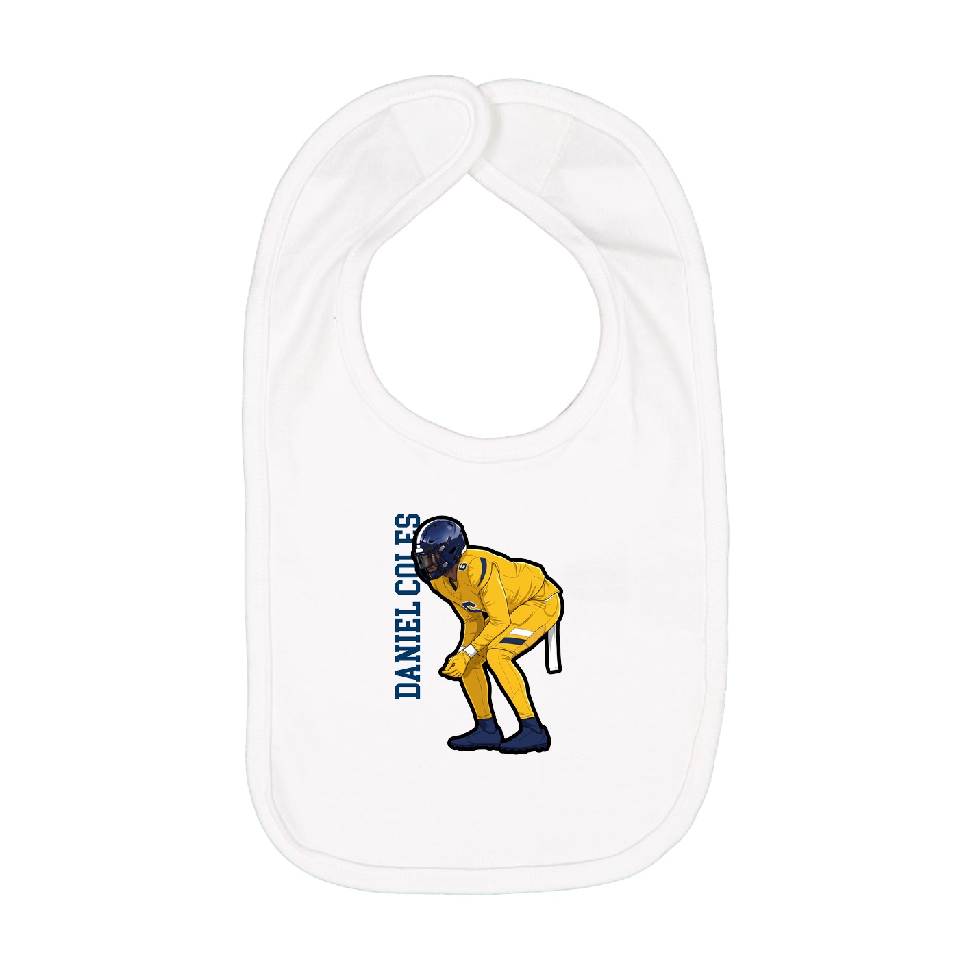 Infant Bib — Name Vertical in White