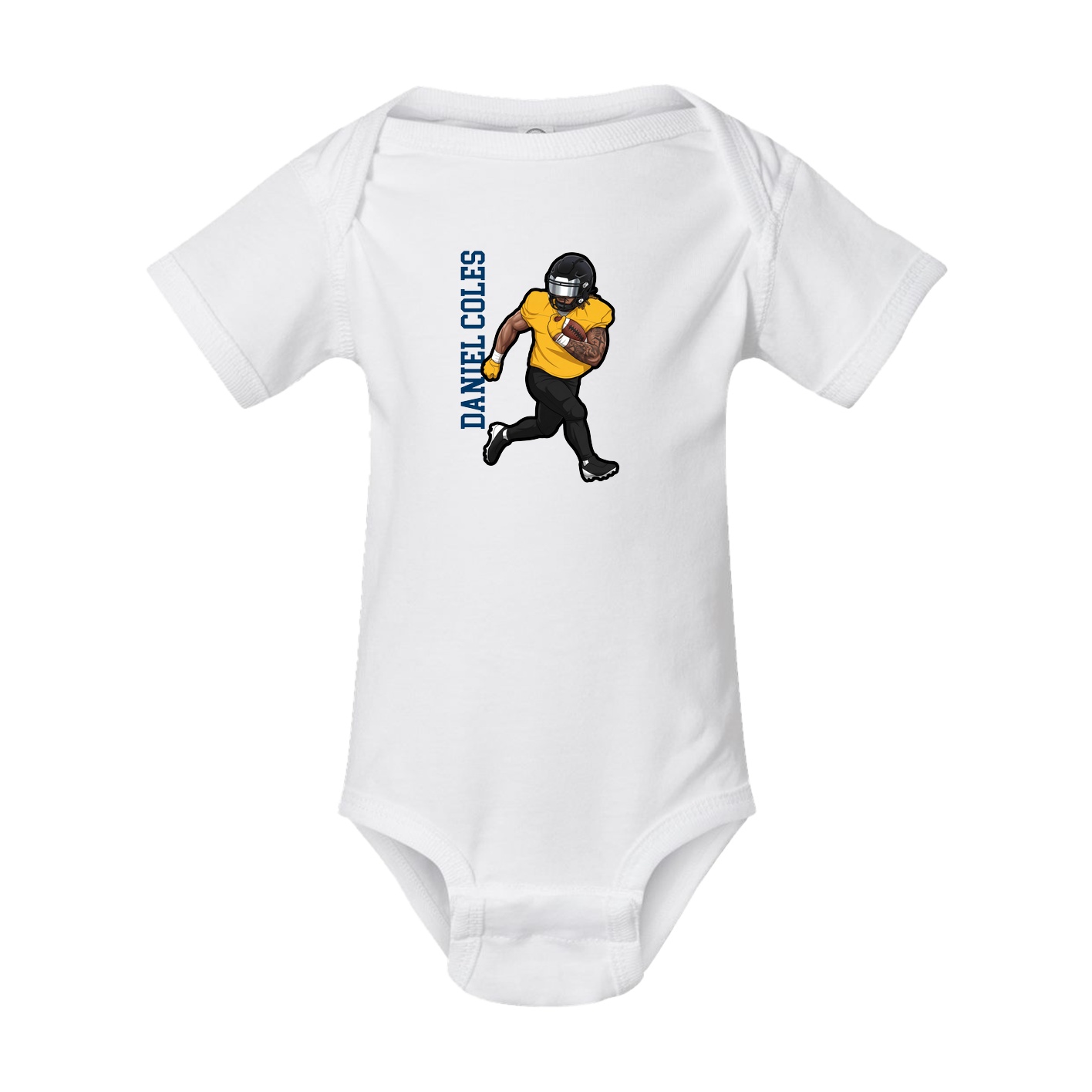 Baby Onesie — Name Vertical in White