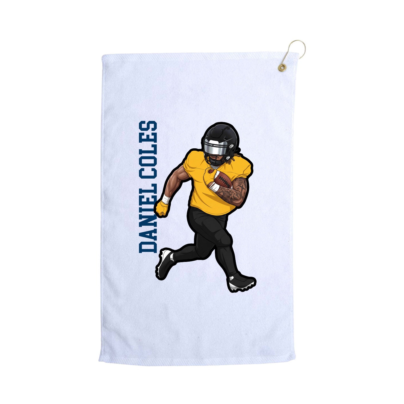 Golf Towel — Name Vertical in White