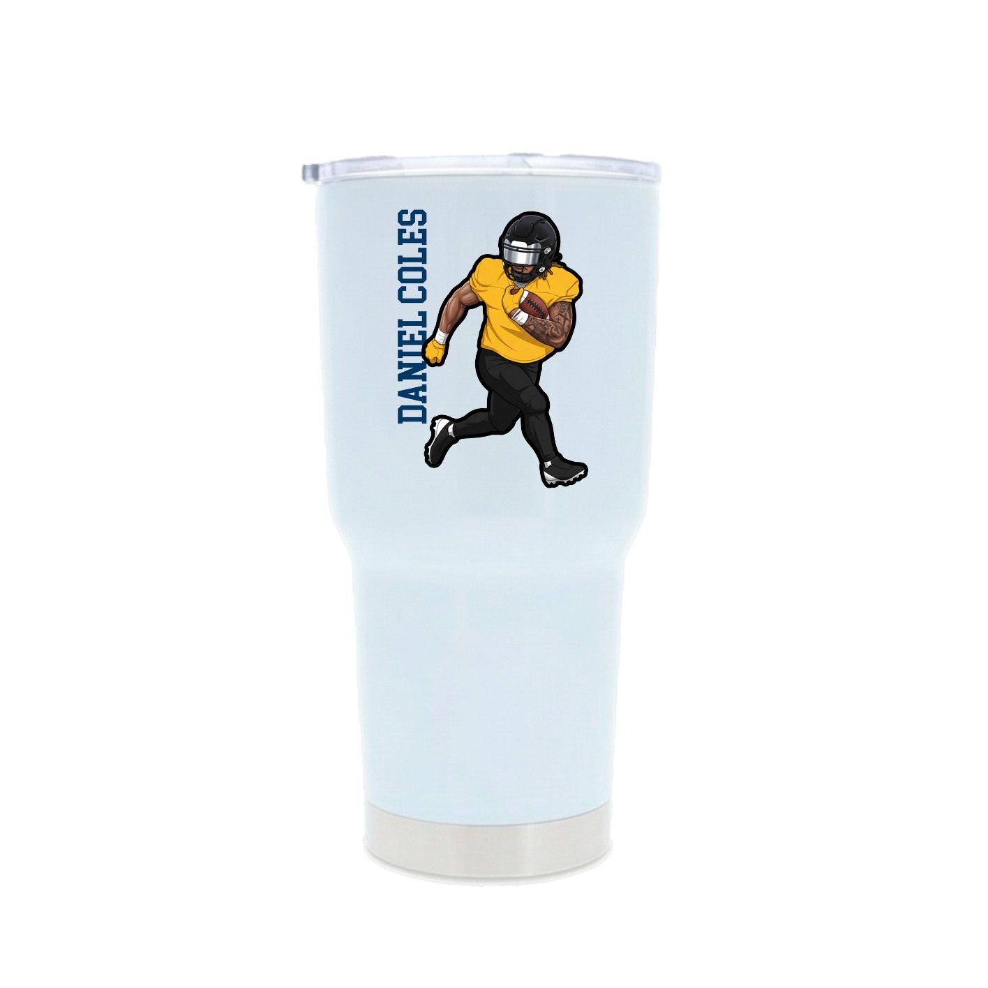 30oz Stainless Steel Tumbler — Name Vertical in White