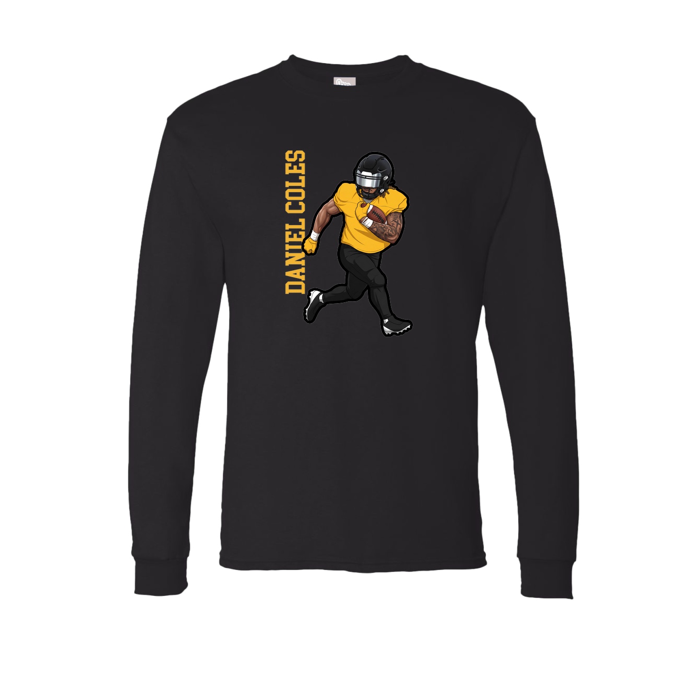 Long Sleeve Tee — Name Vertical in Black