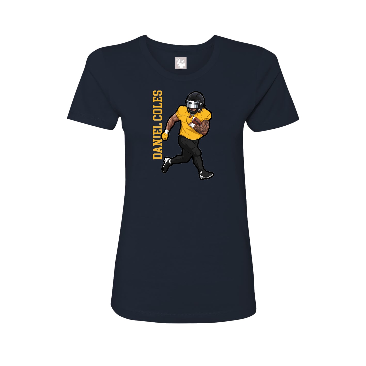 Fitted Women's Tee — Name Vertical in Navy