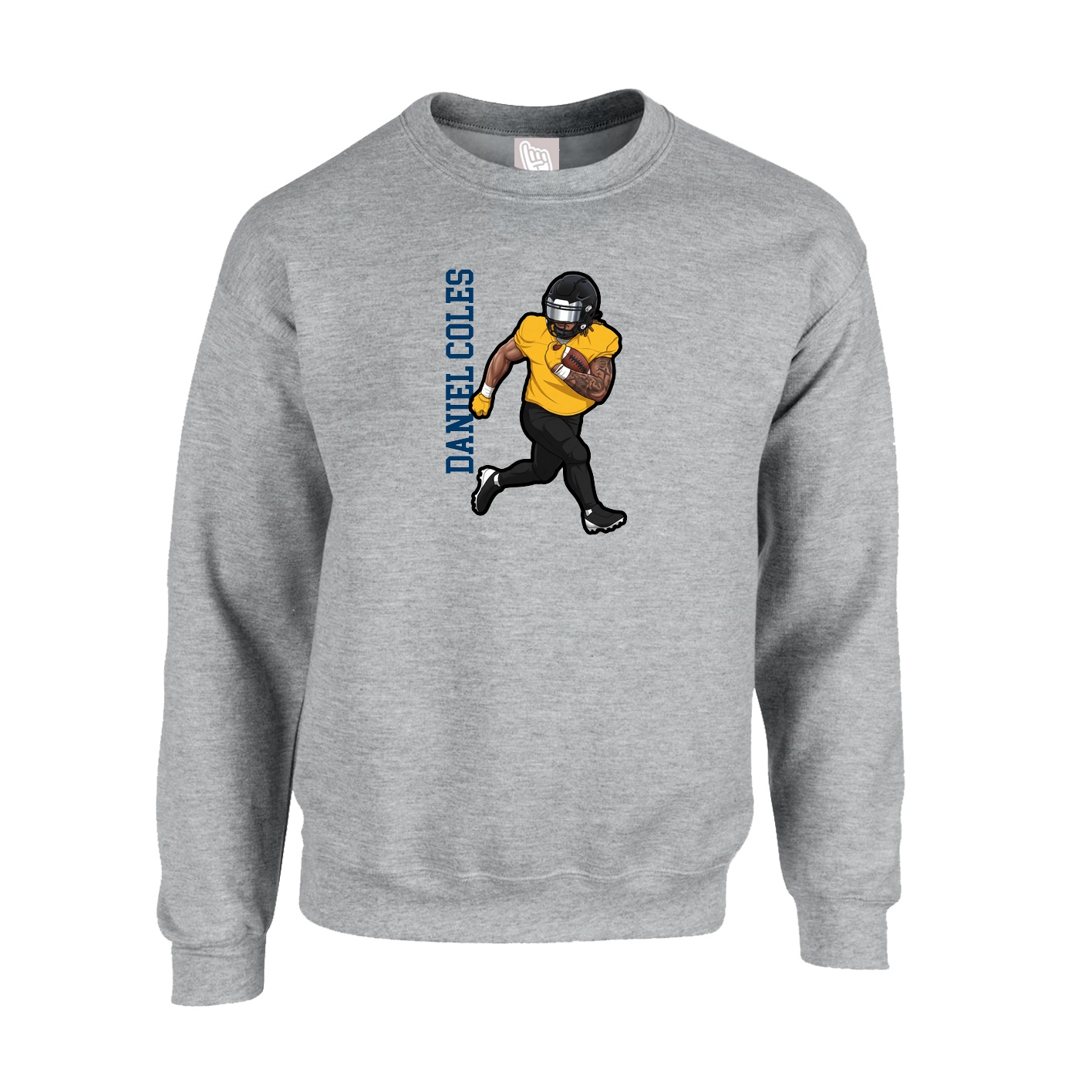 Fleece Crew — Name Vertical in Grey
