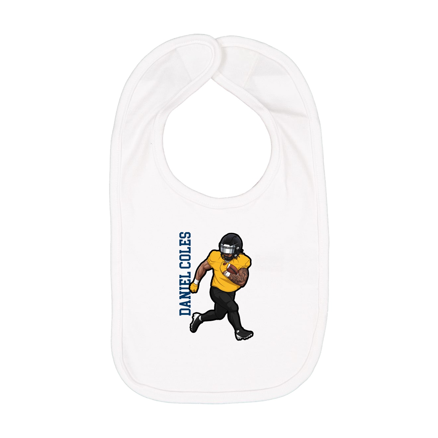 Infant Bib — Name Vertical in White