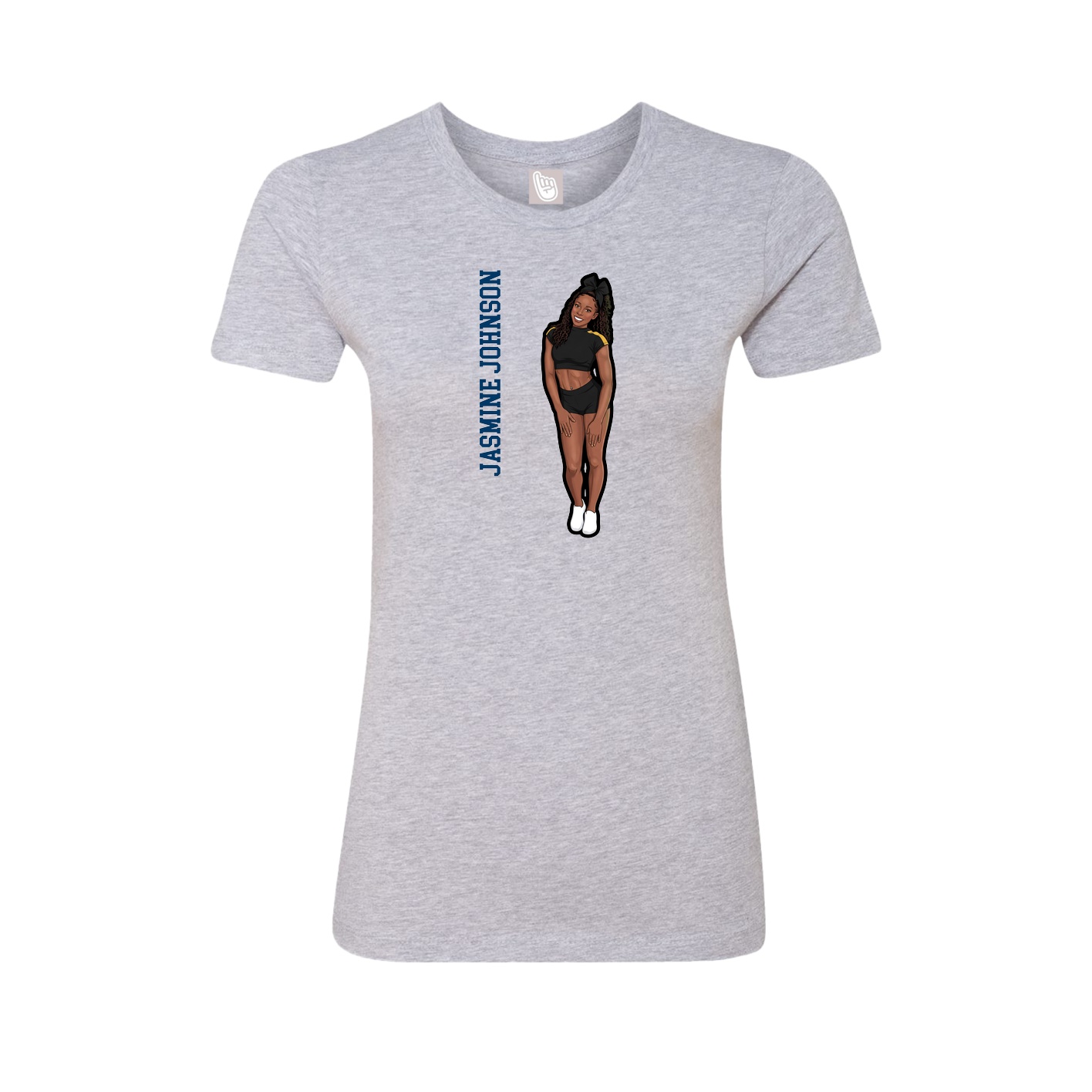 Fitted Women's Tee — Name Vertical in Grey