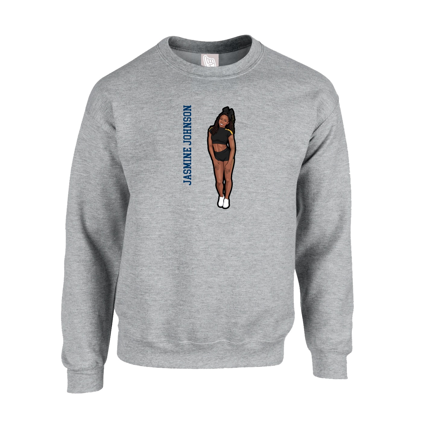 Fleece Crew — Name Vertical in Grey