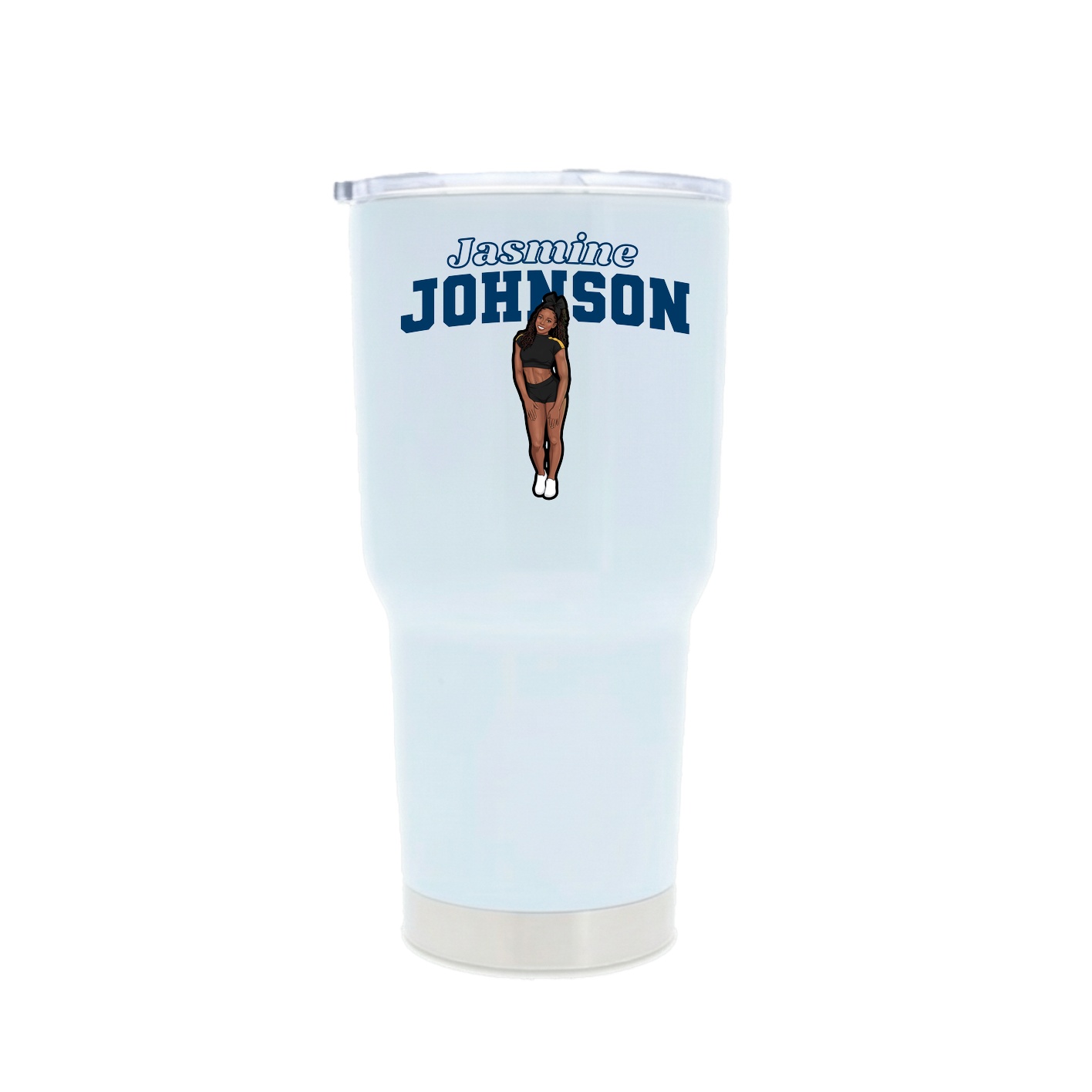 30oz Stainless Steel Tumbler — Name Arch in White