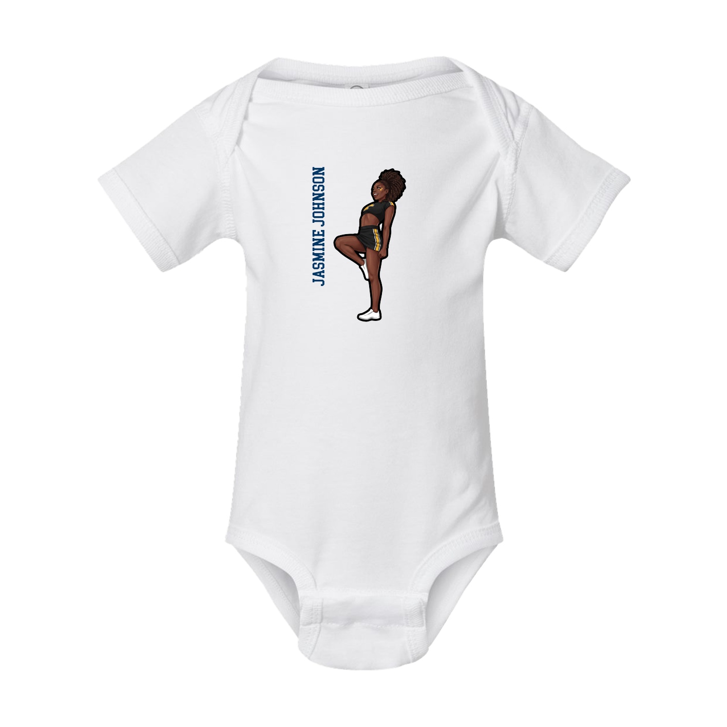 Baby Onesie — Name Vertical in White
