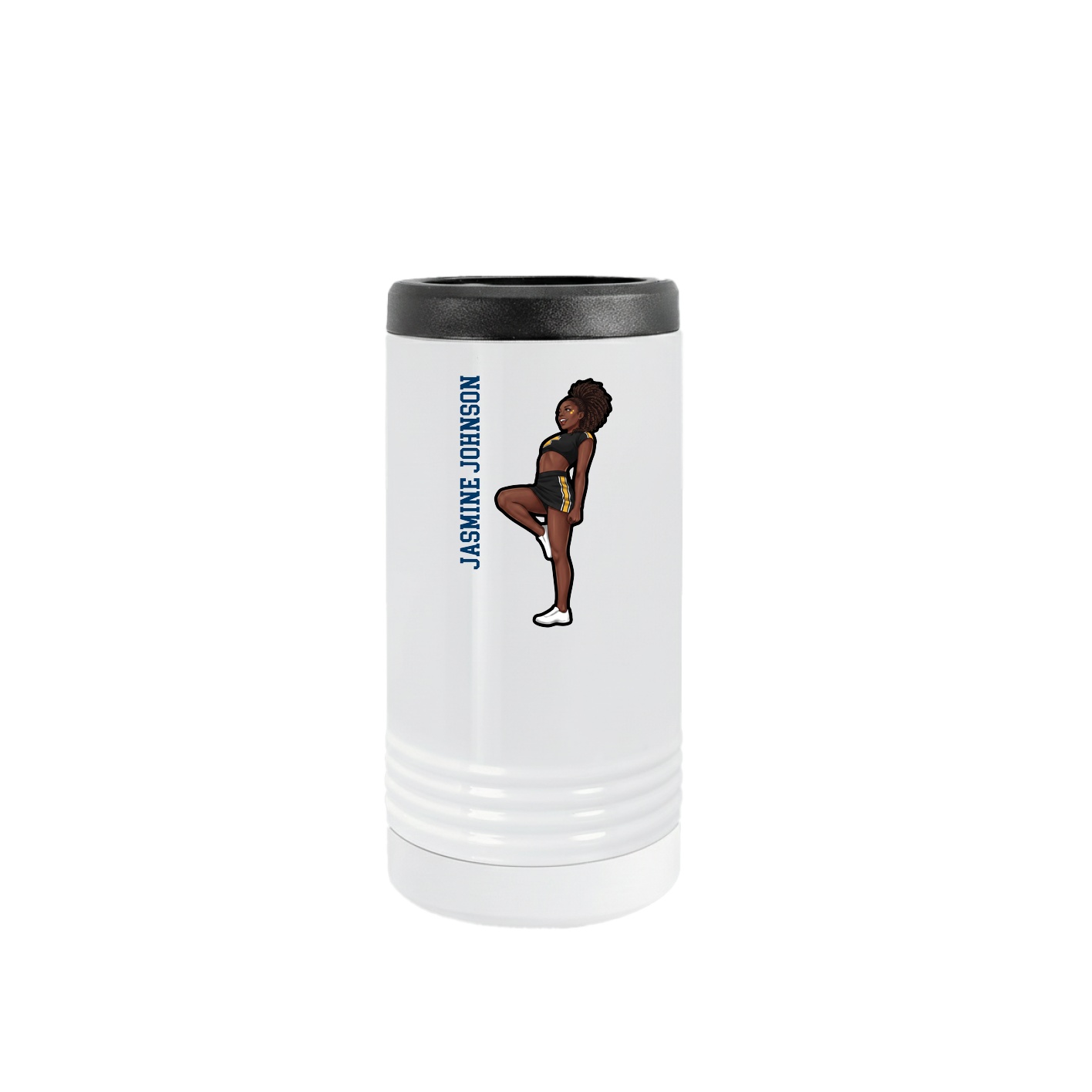 Slim Beverage Holder — Name Vertical in White