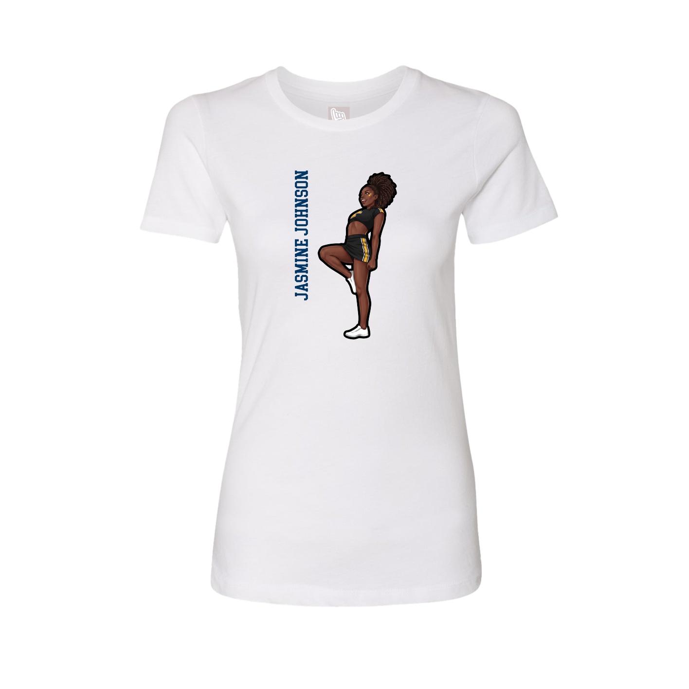 Fitted Women's Tee — Name Vertical in White