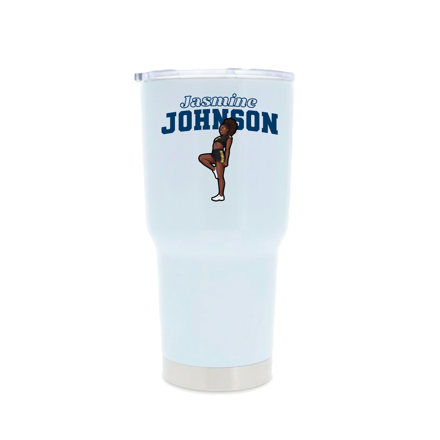 30oz Stainless Steel Tumbler — Name Arch in White