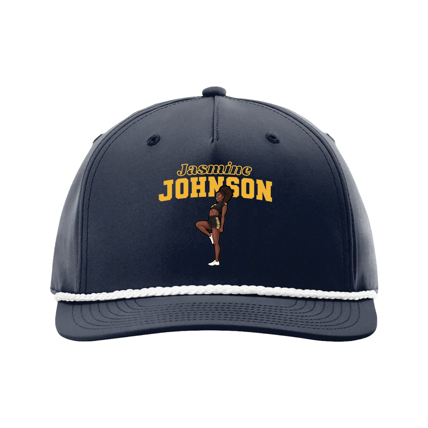 Five-Panel Classic Rope Cap — Name Arch in Navy