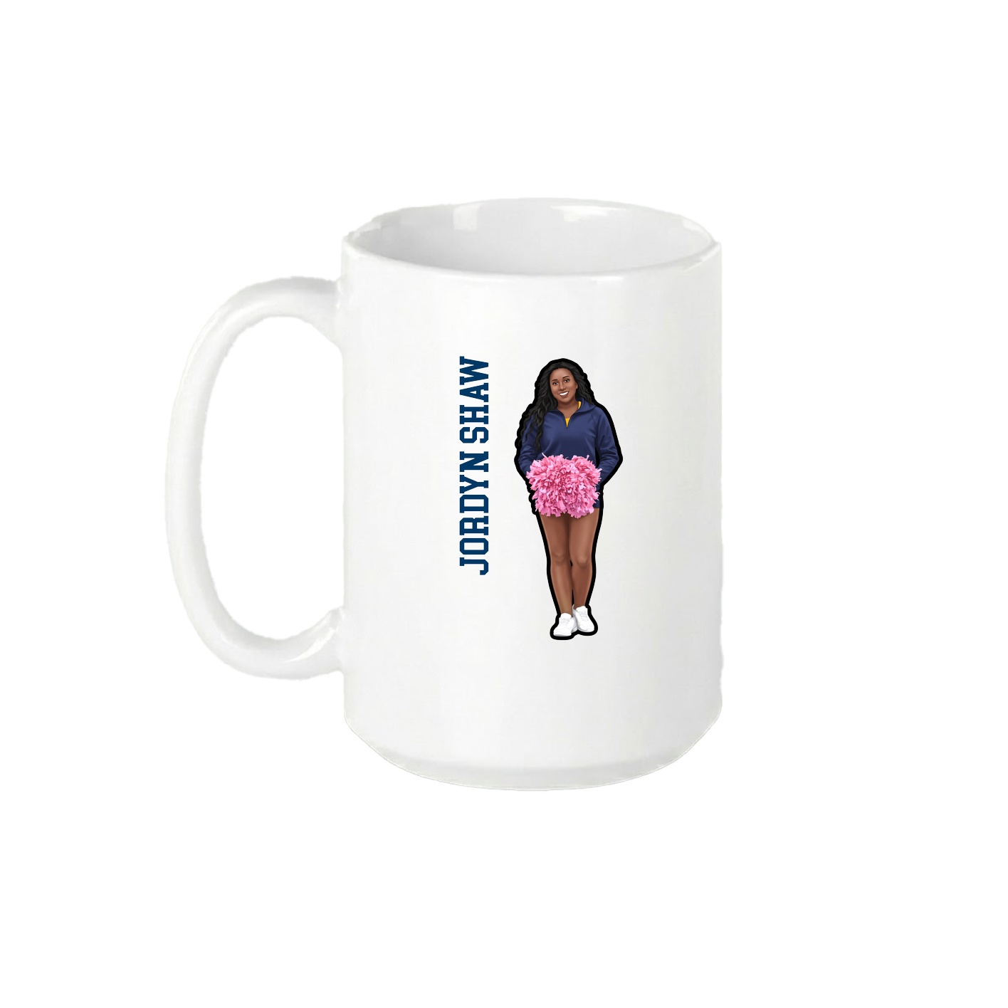 15oz Coffee Mug — Name Vertical in White