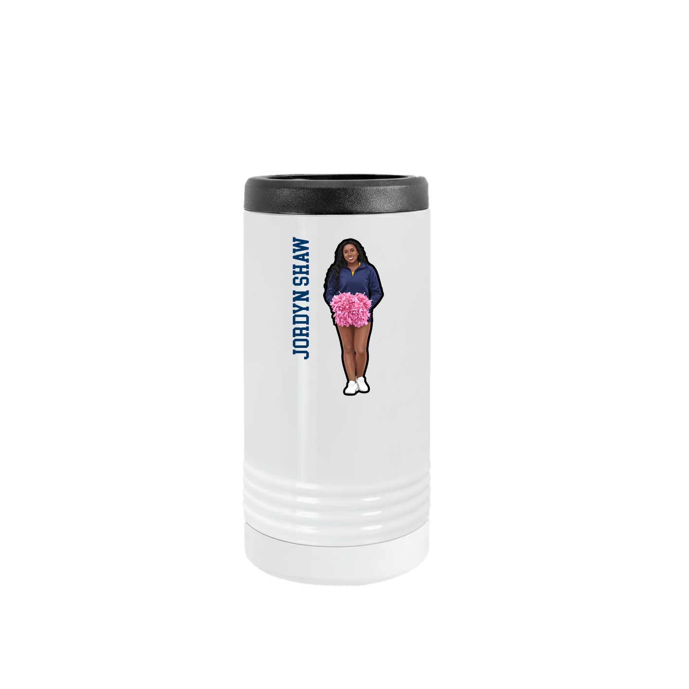 Slim Beverage Holder — Name Vertical in White