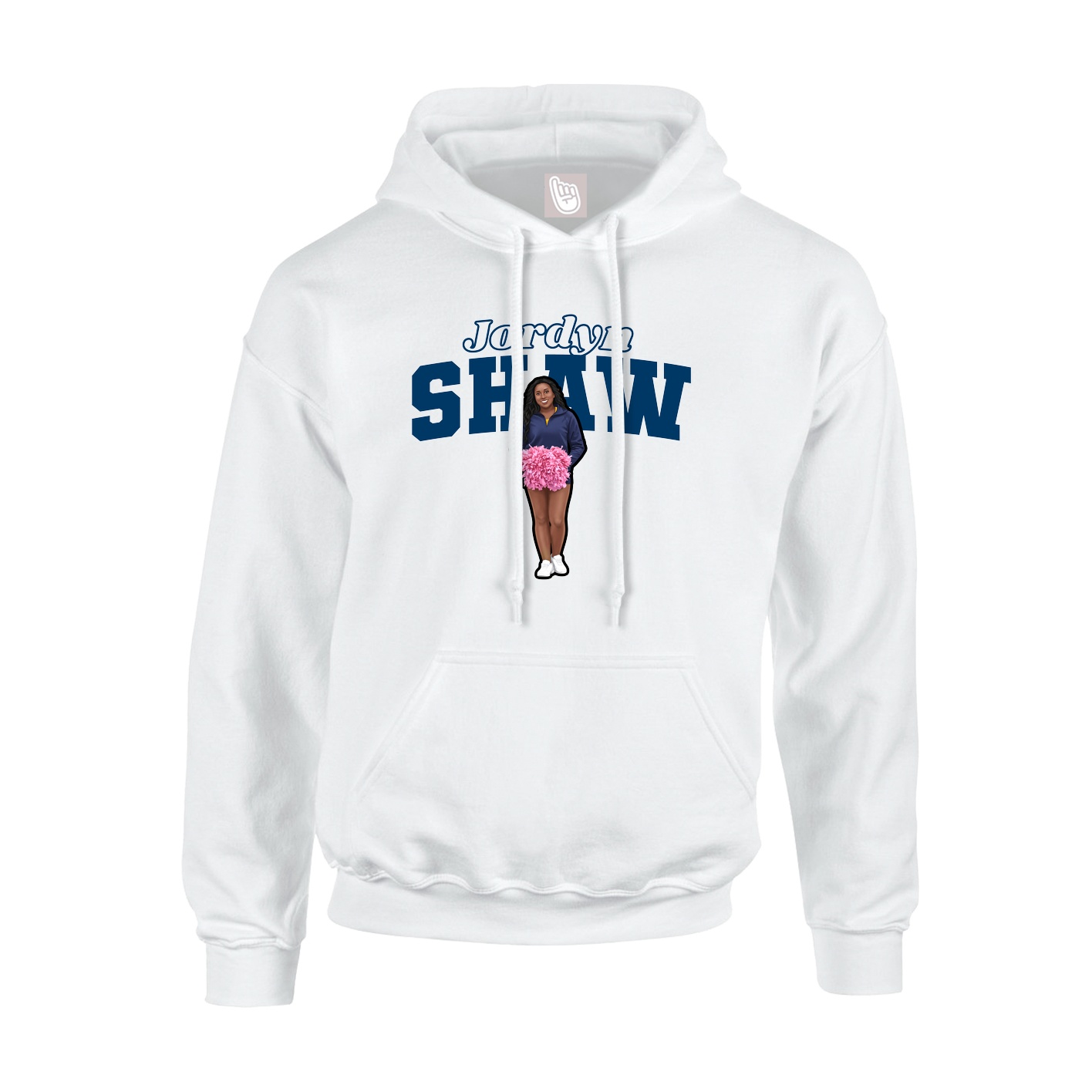 Youth Hoodie — Name Arch in White