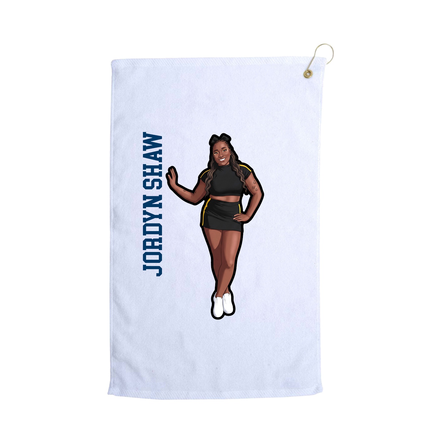 Golf Towel — Name Vertical in White