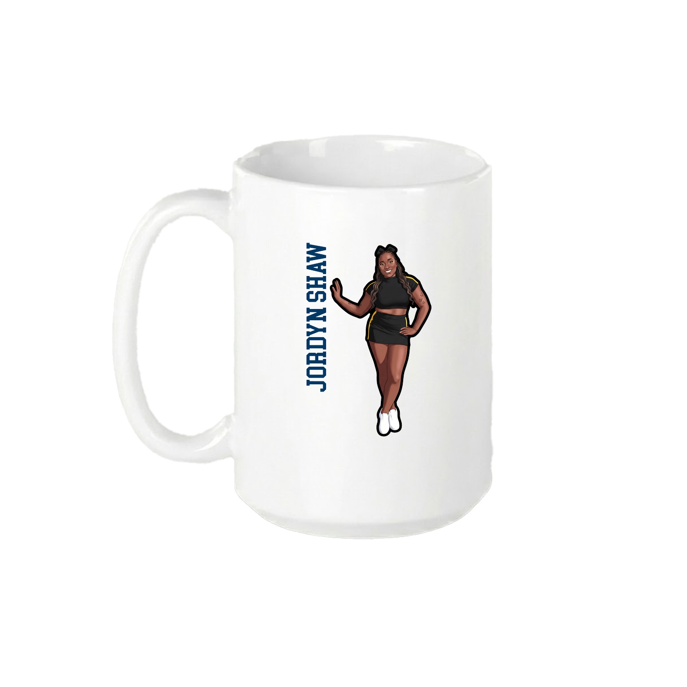 15oz Coffee Mug — Name Vertical in White