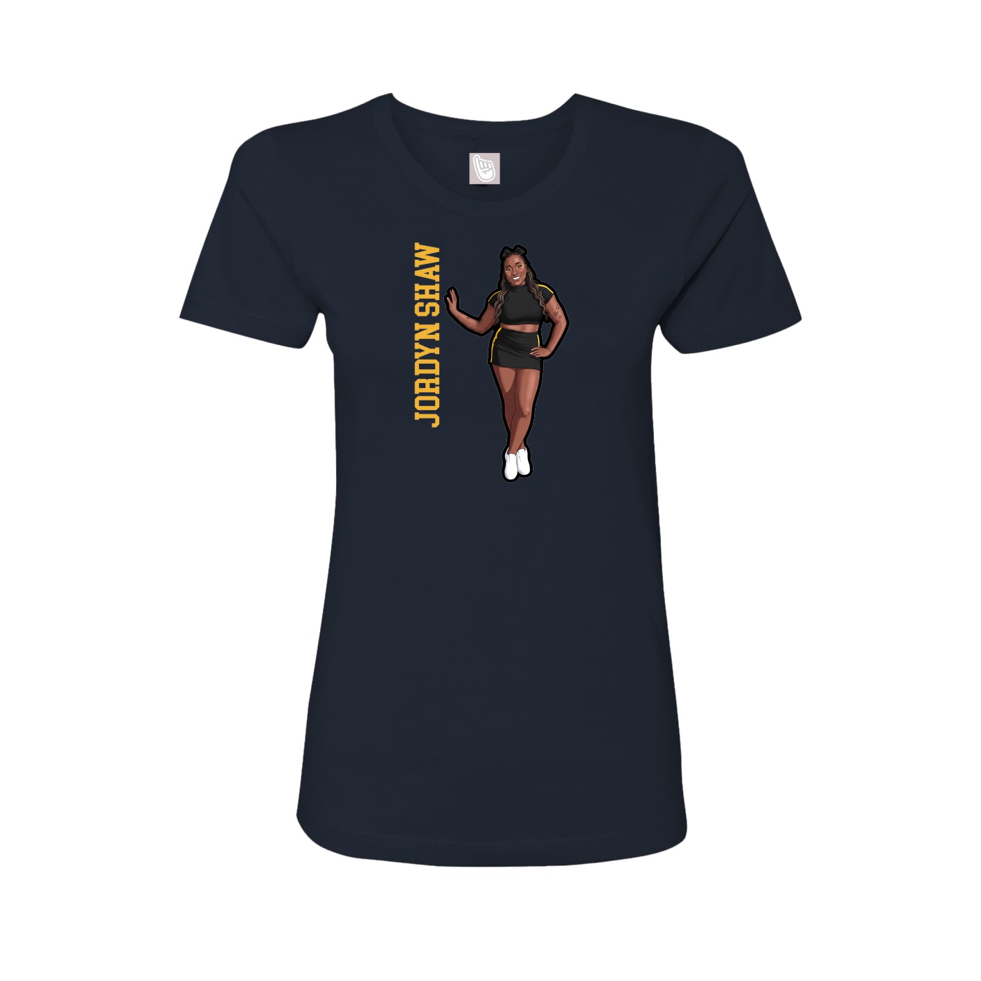 Fitted Women's Tee — Name Vertical in Navy