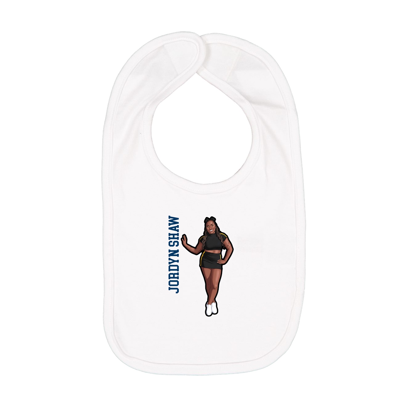 Infant Bib — Name Vertical in White