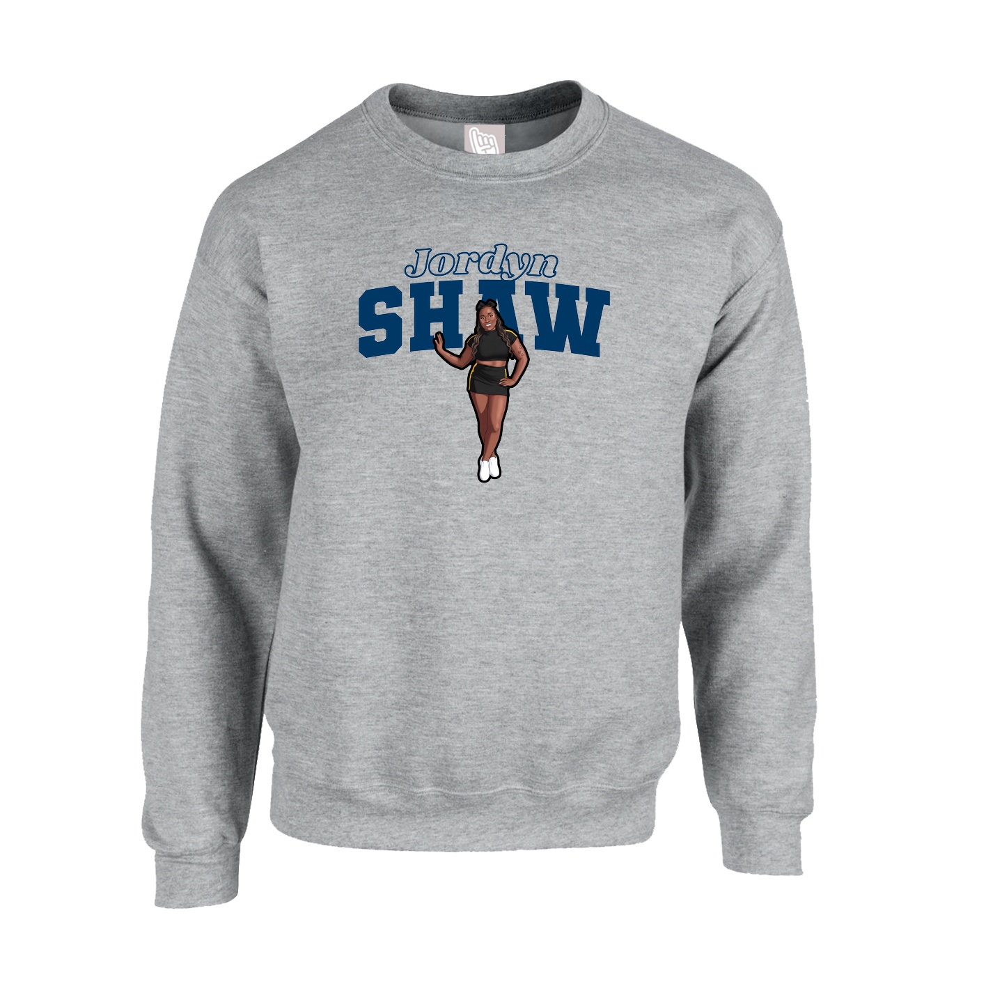 Fleece Crew — Name Arch in Grey