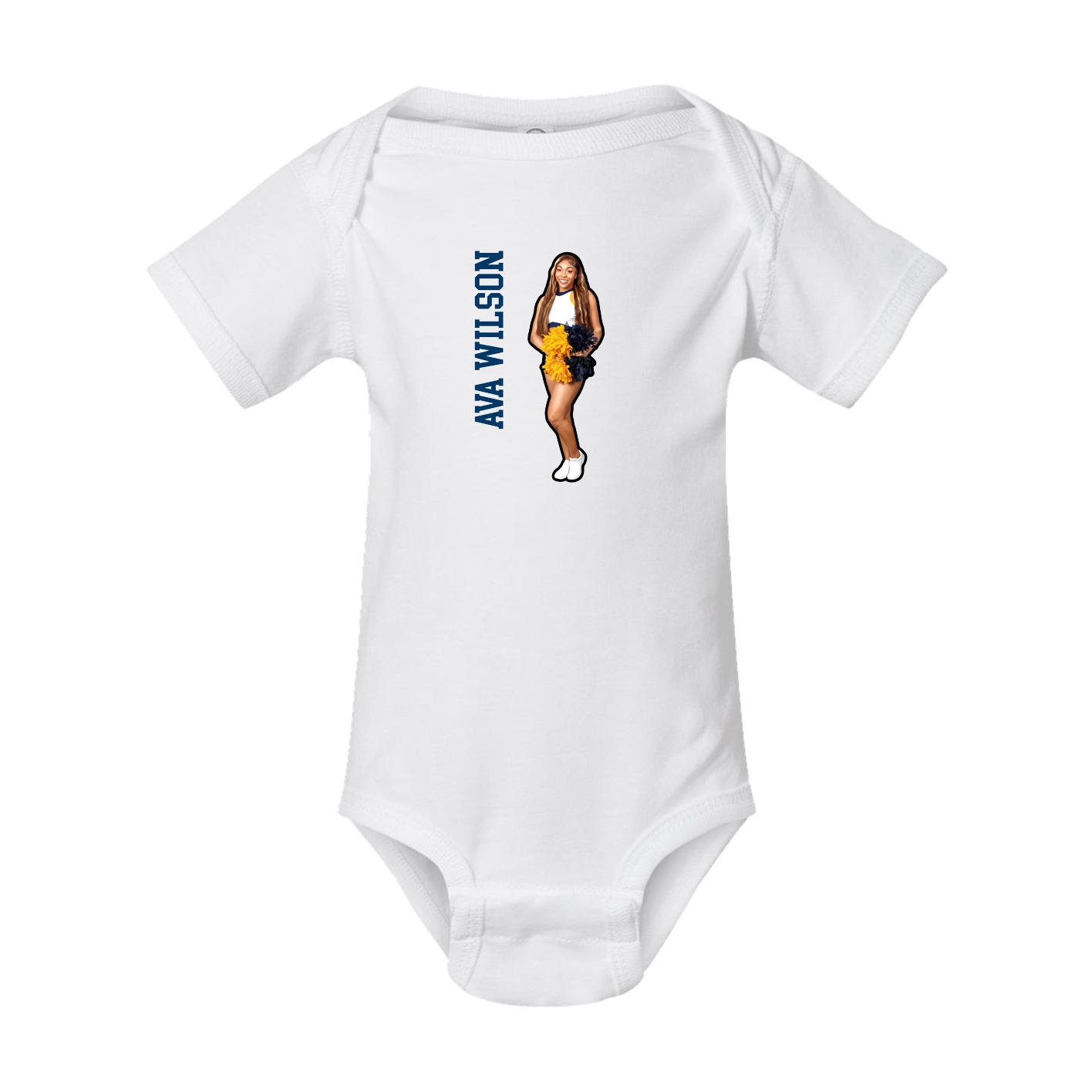 Baby Onesie — Name Vertical in White