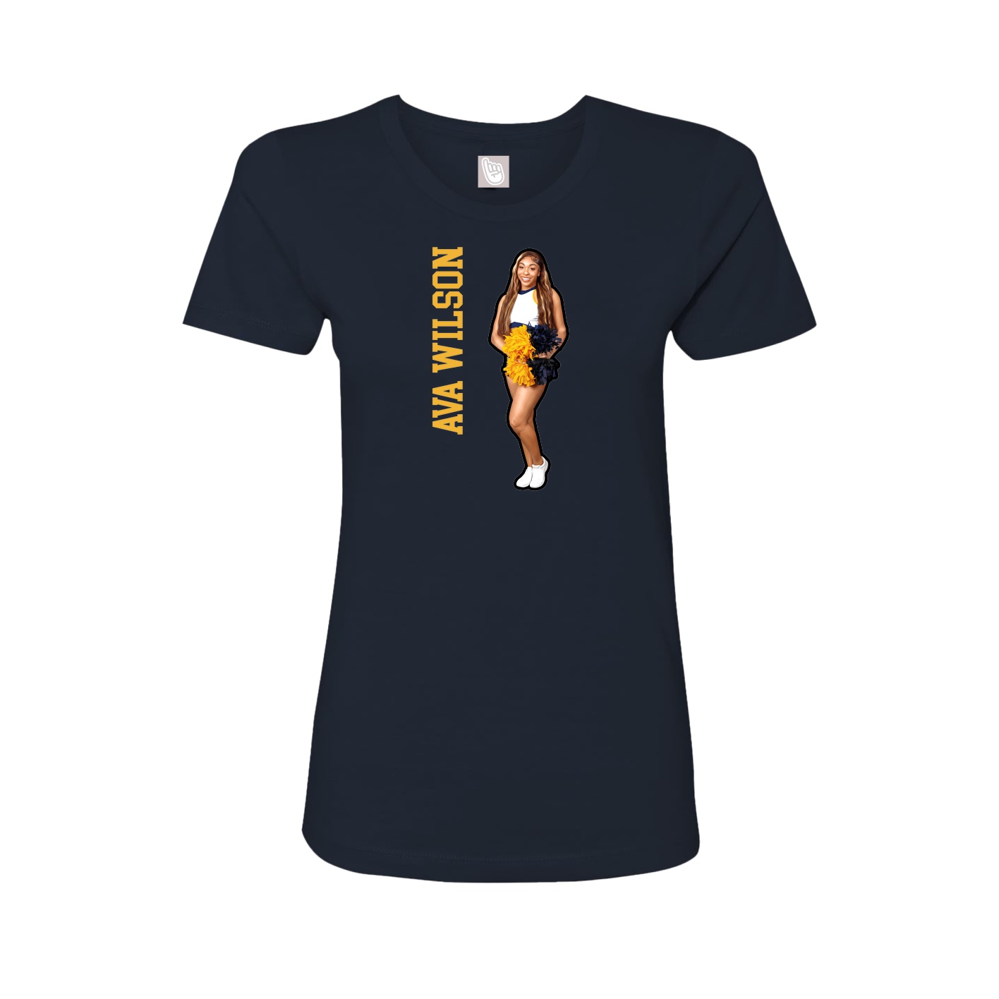 Fitted Women's Tee — Name Vertical in Navy