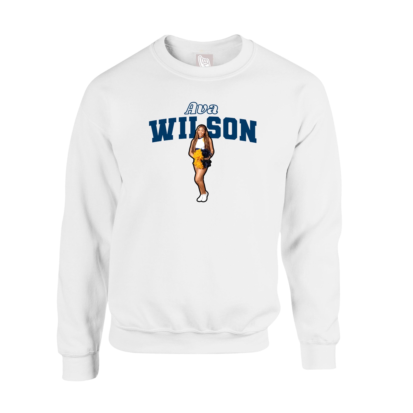Fleece Crew — Name Arch in White