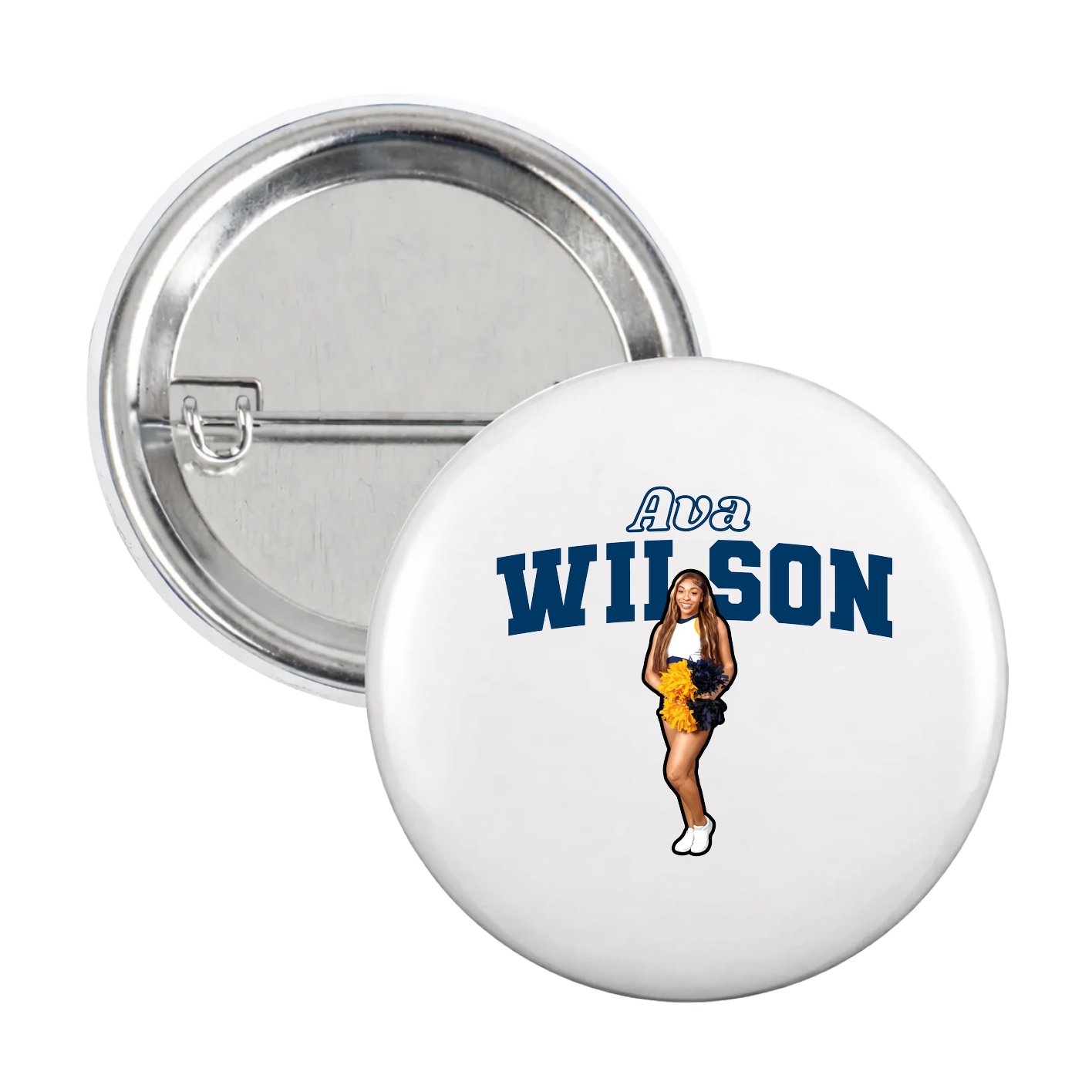 Game Day Button — Name Arch in White