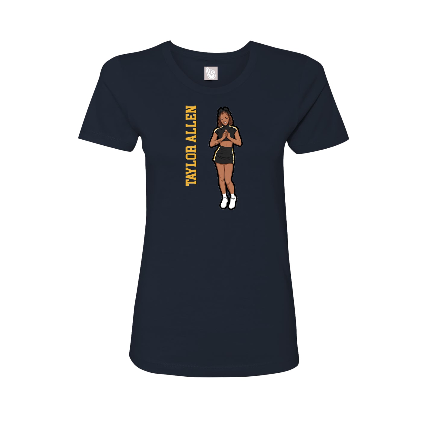 Fitted Women's Tee — Name Vertical in Navy