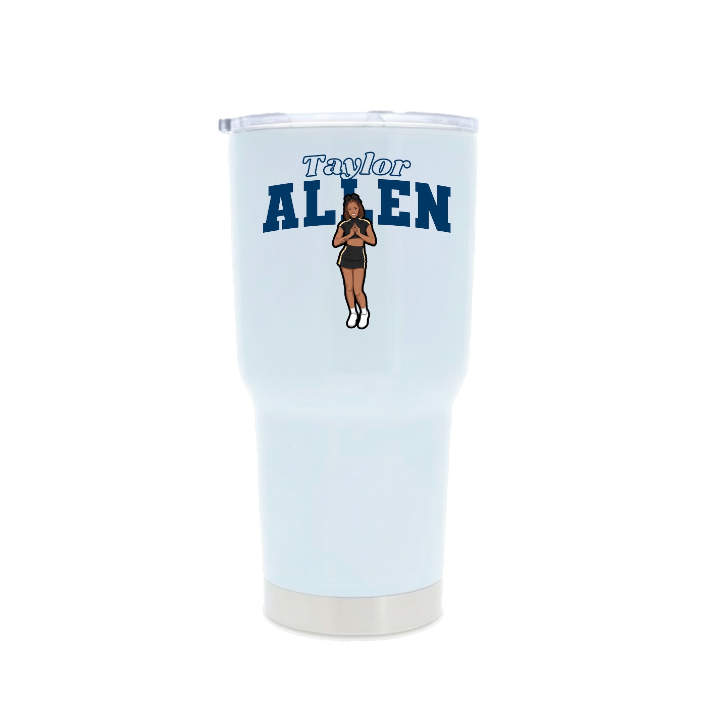 30oz Stainless Steel Tumbler — Name Arch in White