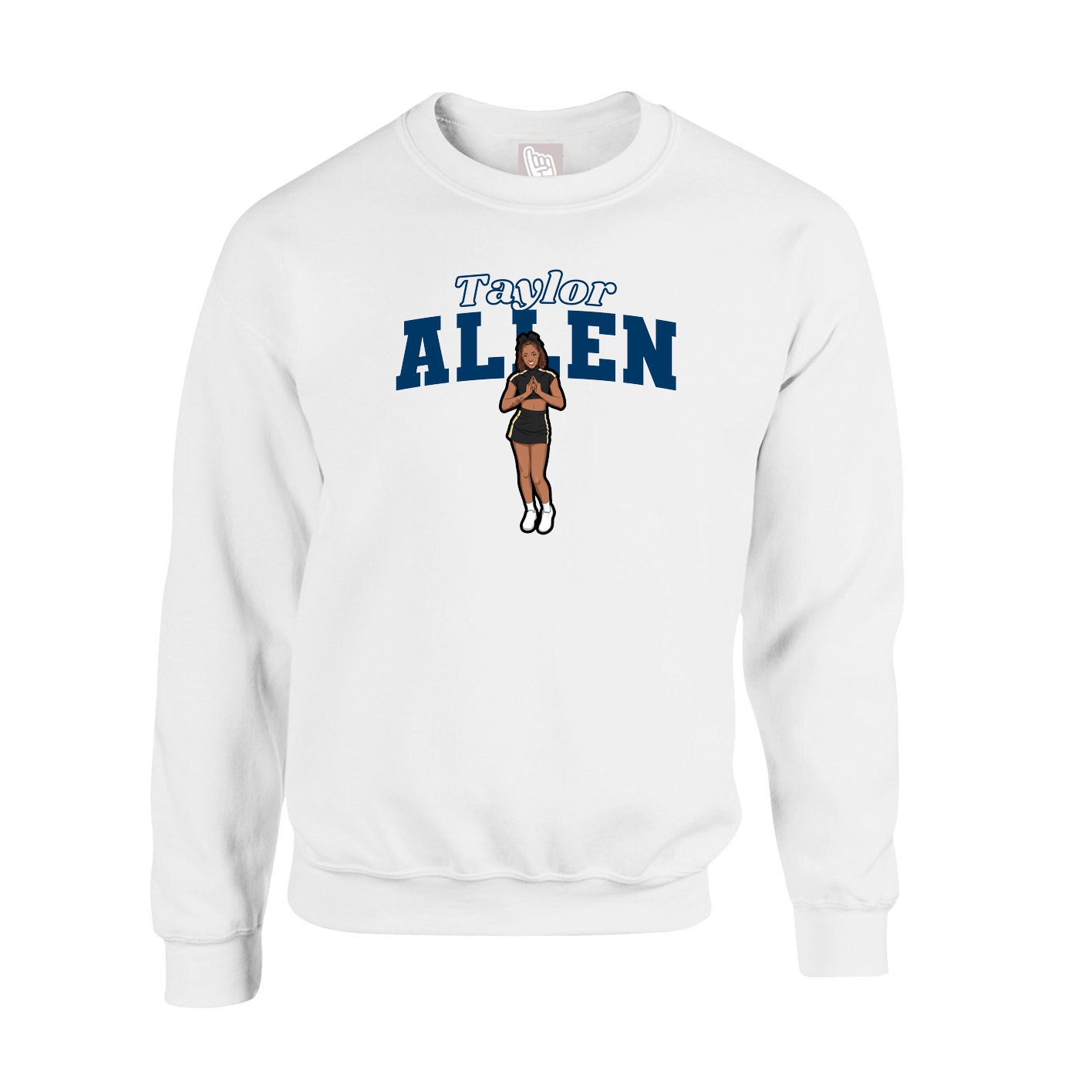 Fleece Crew — Name Arch in White