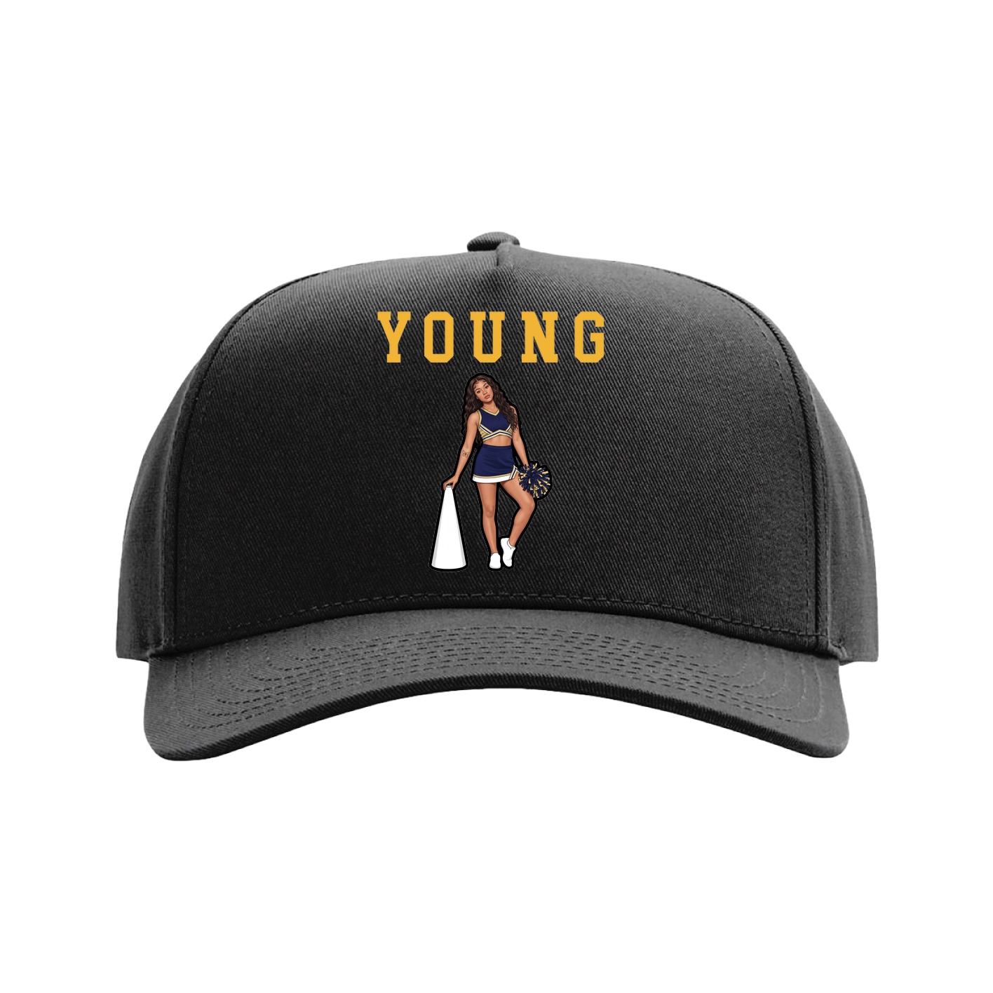 Full Fabric Five-Panel Champ Cap — Shirsey in Black