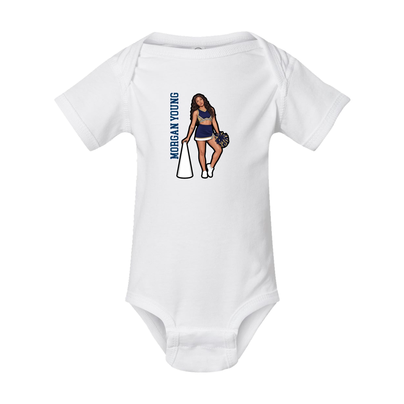 Baby Onesie — Name Vertical in White