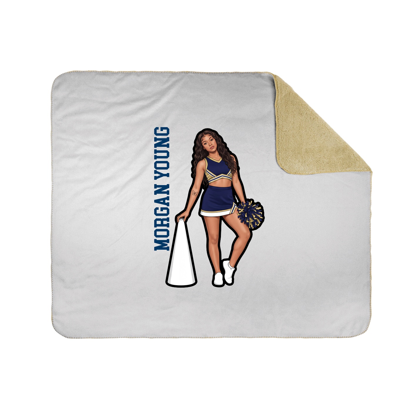 Throw Blanket — Name Vertical in White