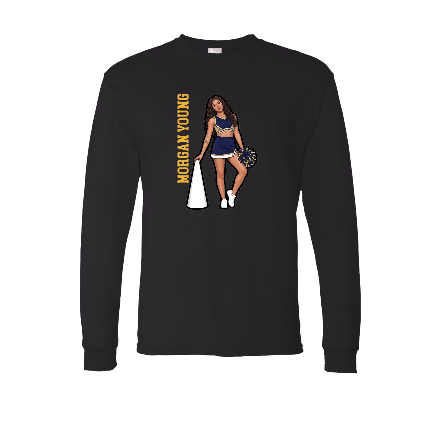 Long Sleeve Tee — Name Vertical in Black