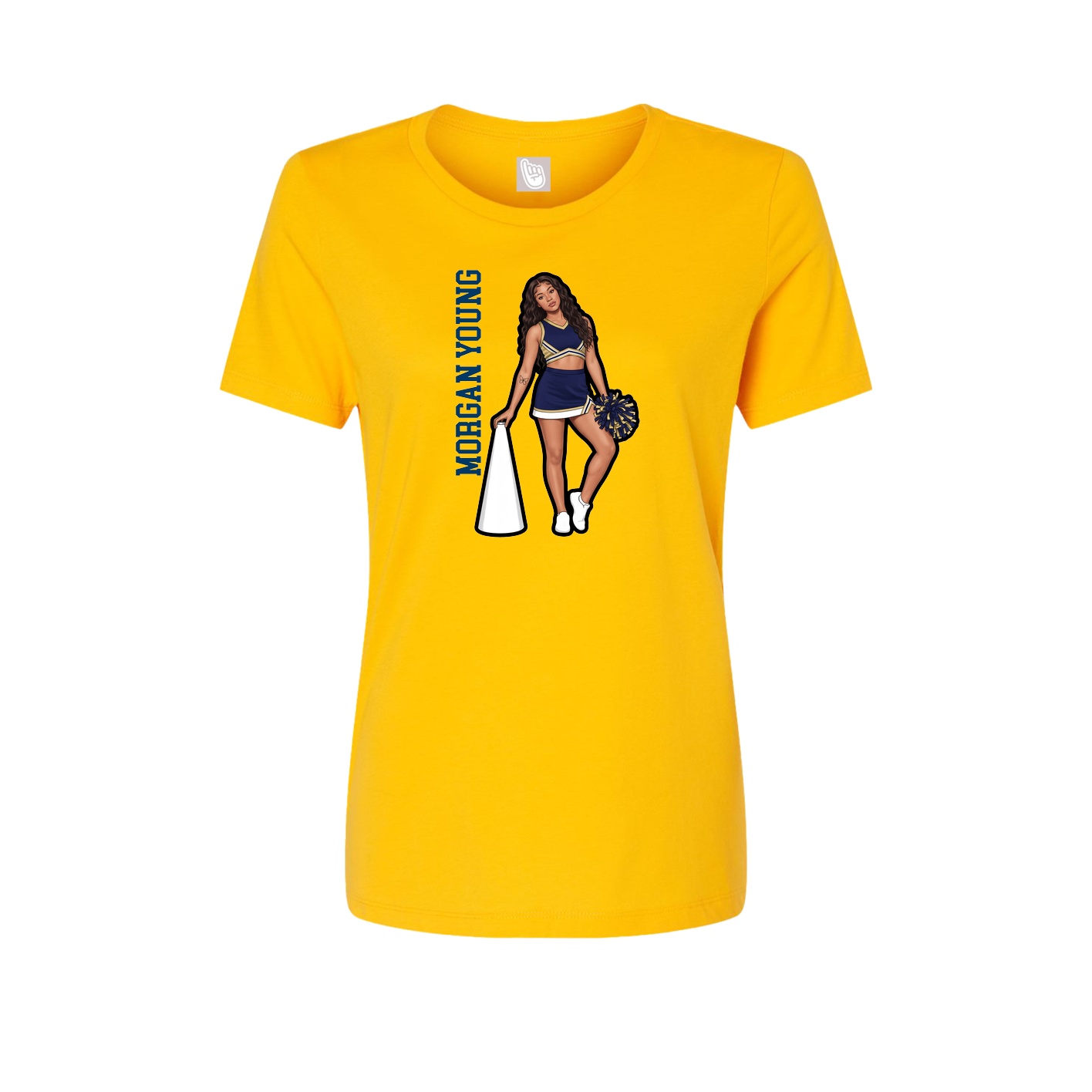 Fitted Women's Tee — Name Vertical in Gold