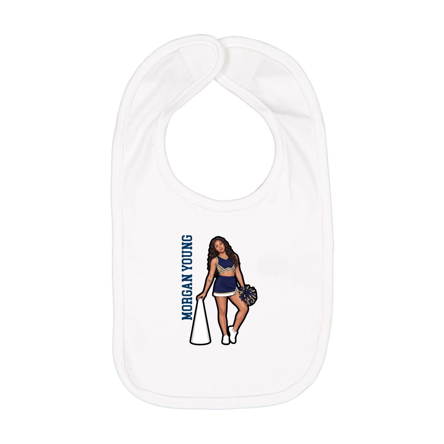 Infant Bib — Name Vertical in White