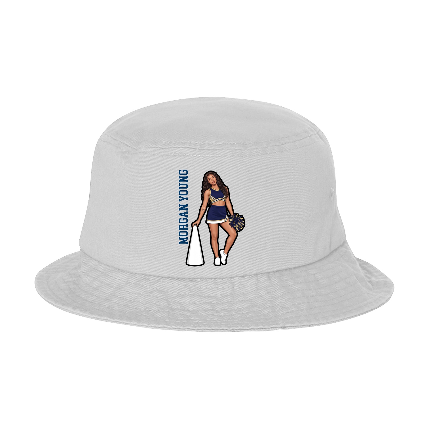 Bucket Cap — Name Vertical in White