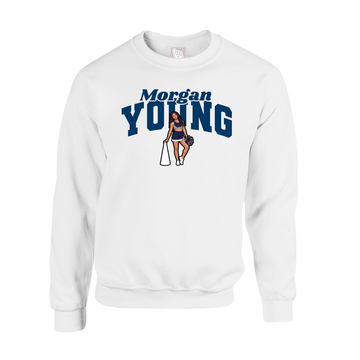 Fleece Crew — Signature Arch in White