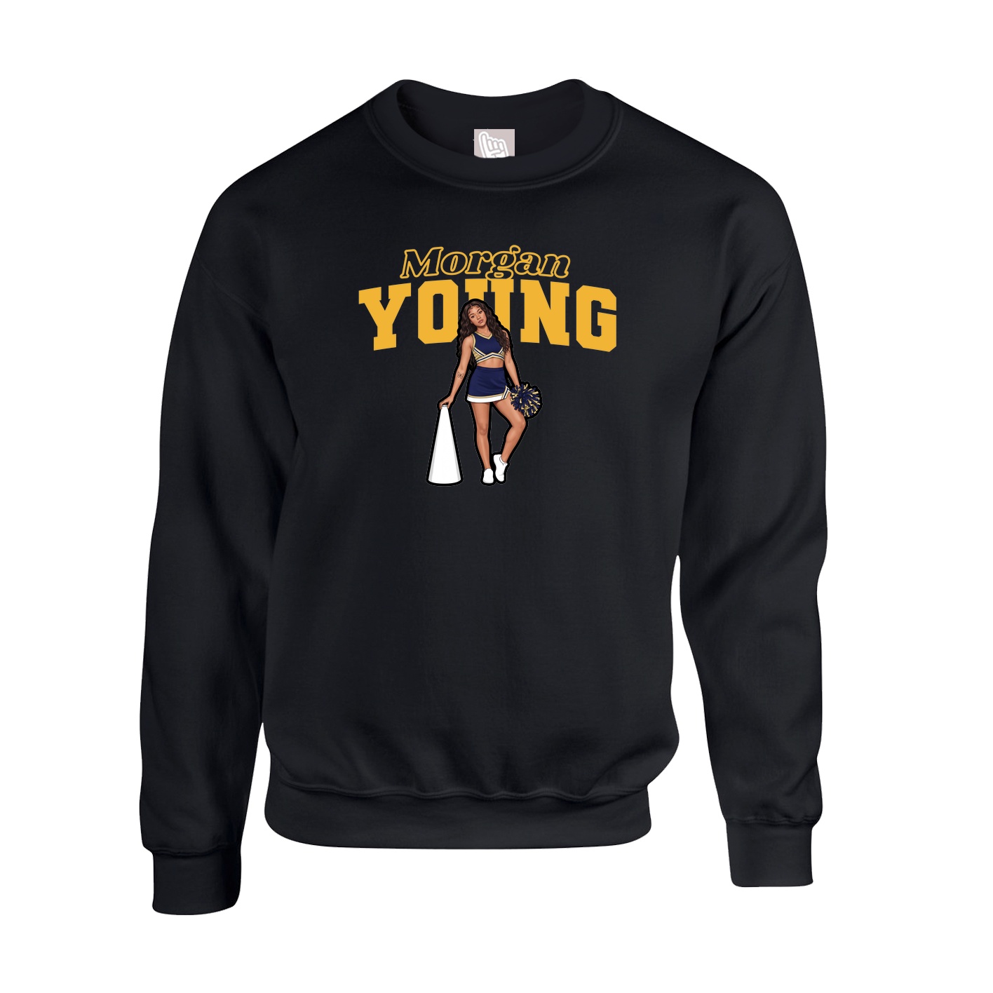 Fleece Crew — Name Arch in Black