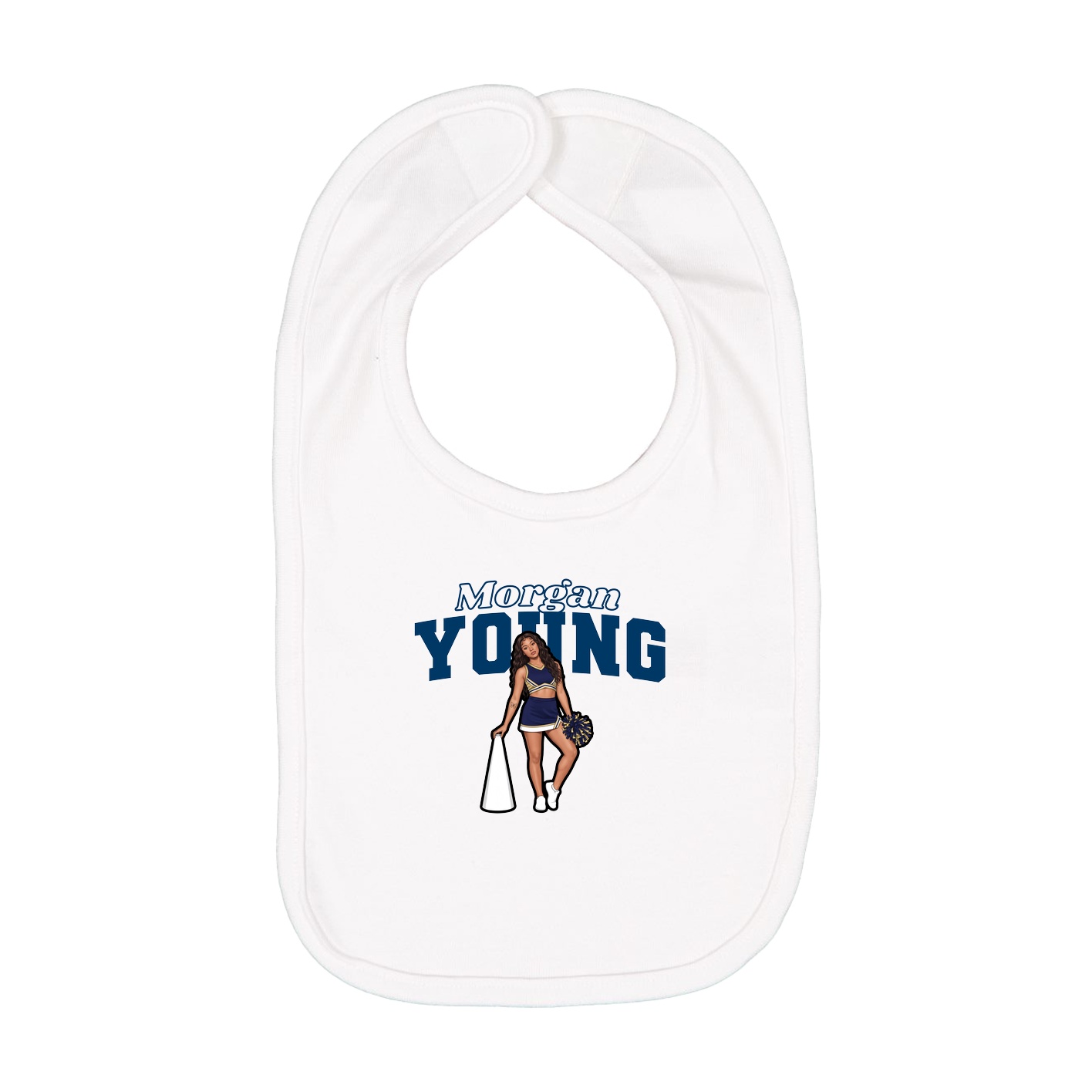 Infant Bib — Name Arch in White