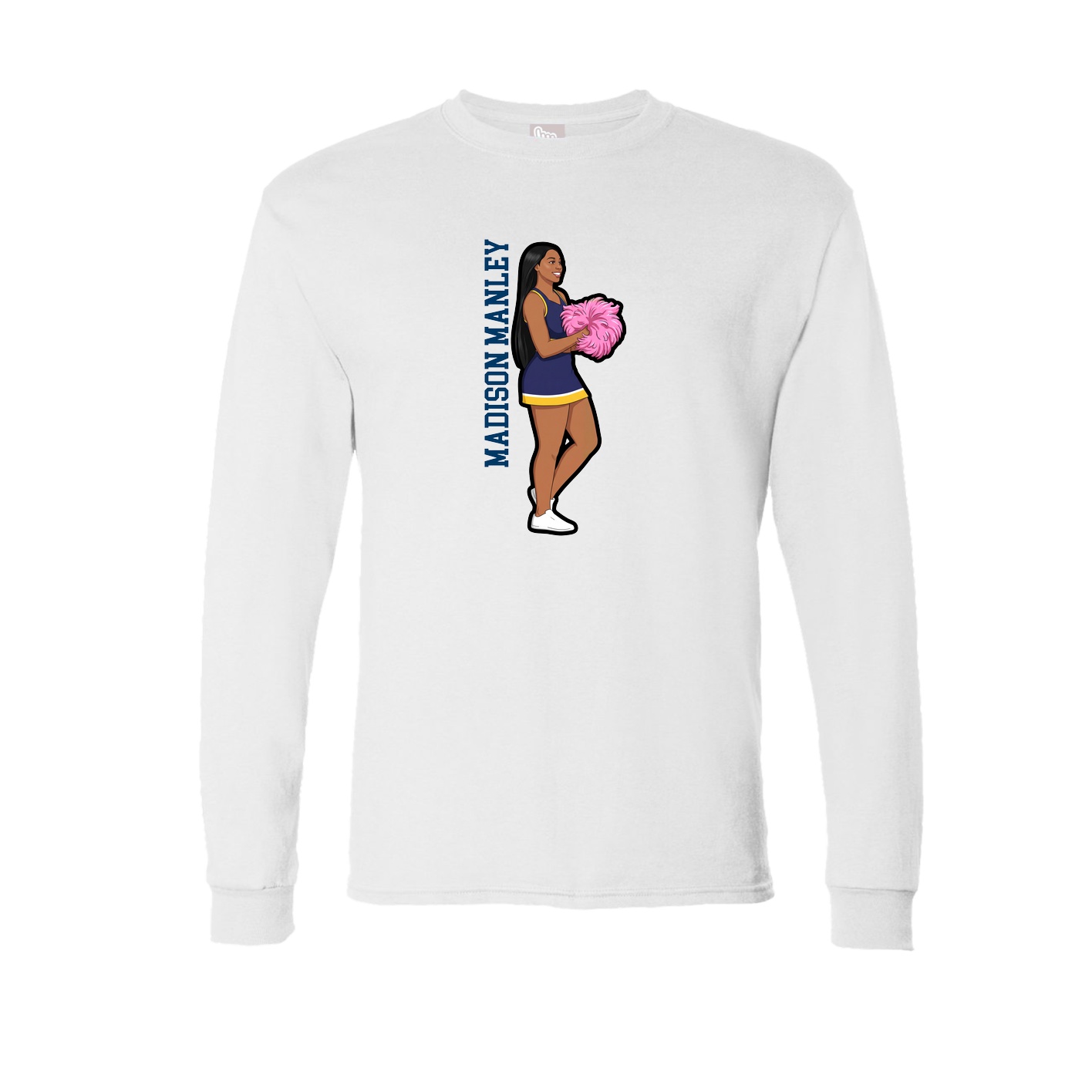 Long Sleeve Tee — Name Vertical in White