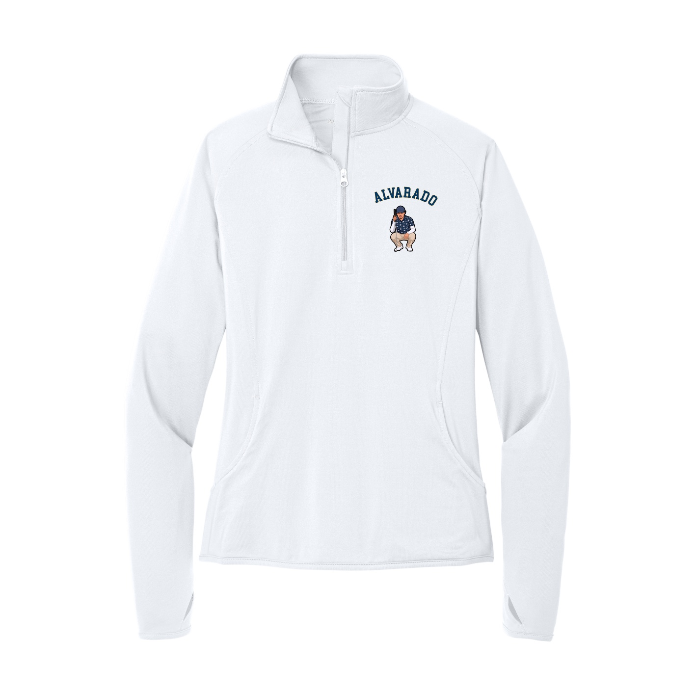 Women's Q-Zip Pullover — Shirsey Arch in White