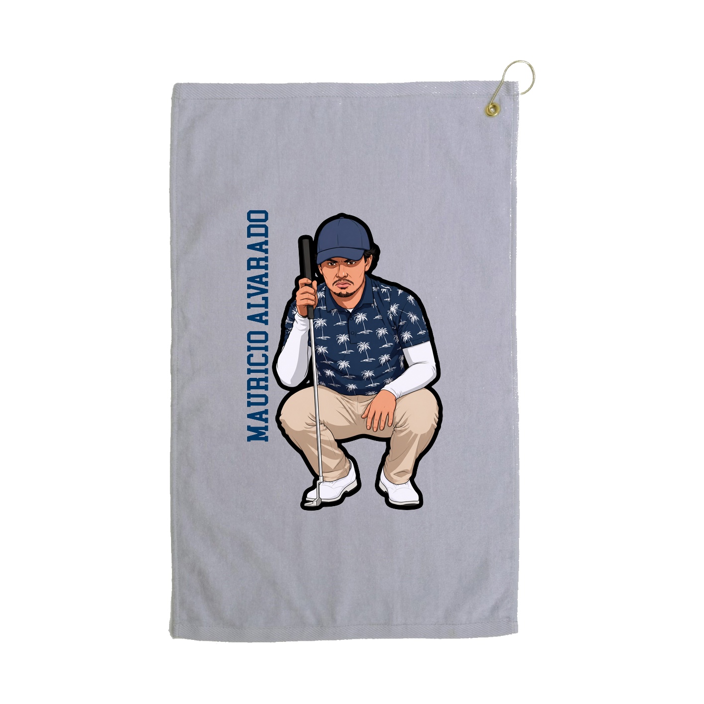 Golf Towel — Name Vertical in Grey