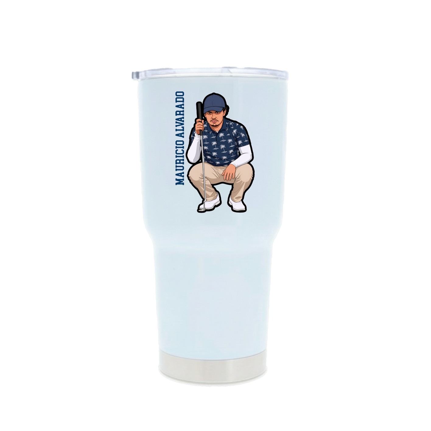 30oz Stainless Steel Tumbler — Name Vertical in White