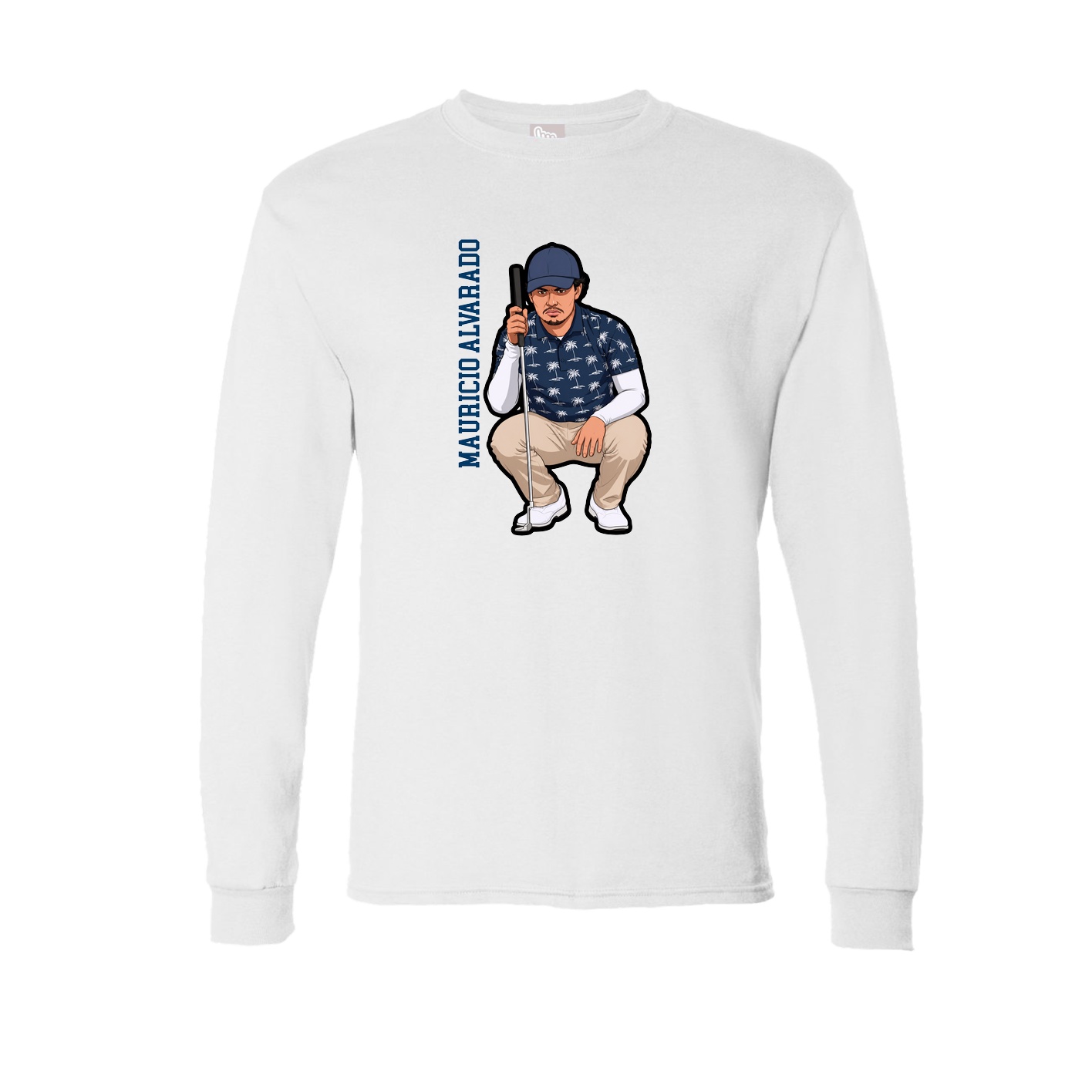 Long Sleeve Tee — Name Vertical in White