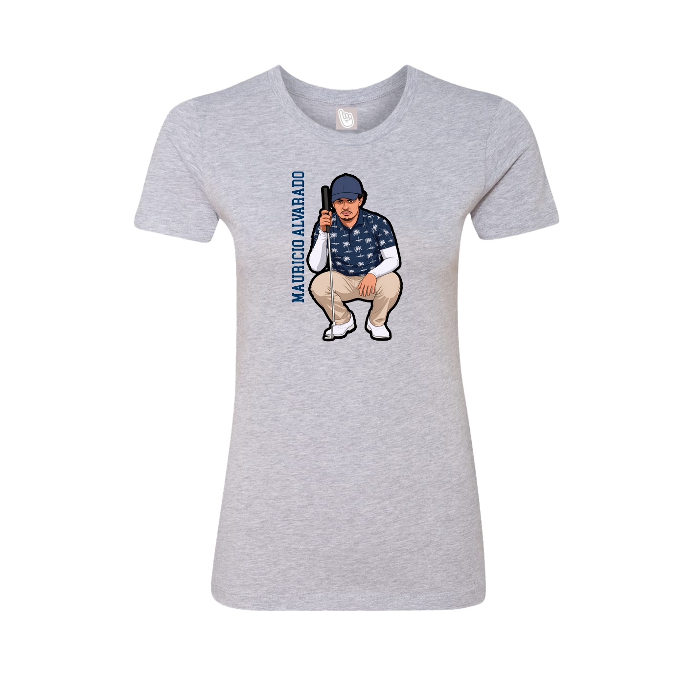 Fitted Women's Tee — Name Vertical in Grey
