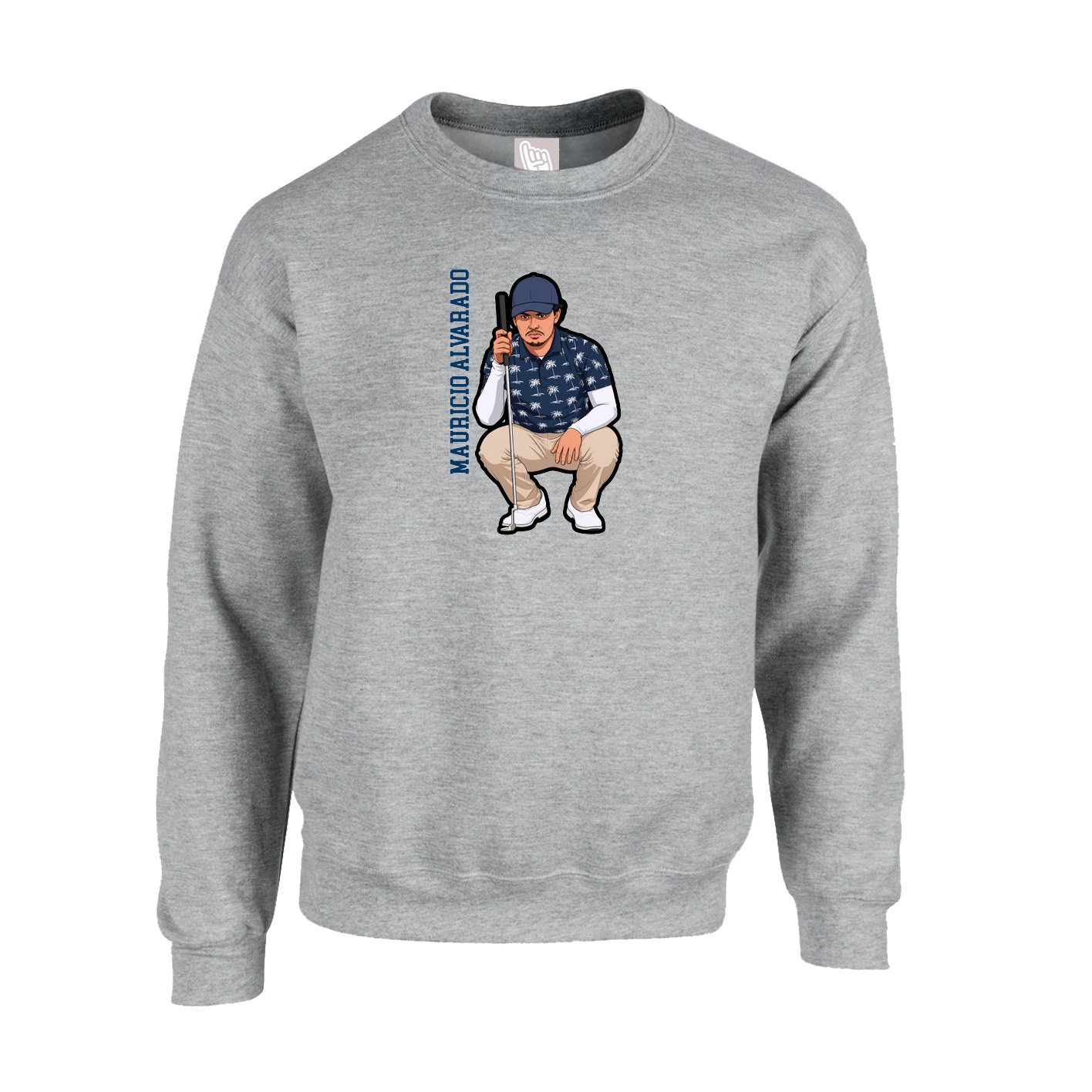 Fleece Crew — Name Vertical in Grey
